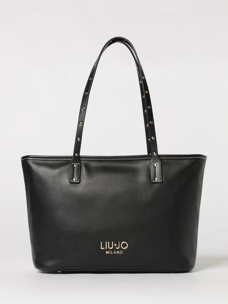 Shopping bag Liu Jo elegante con manici lunghi e logo frontale Nero TU | Giò Fashion