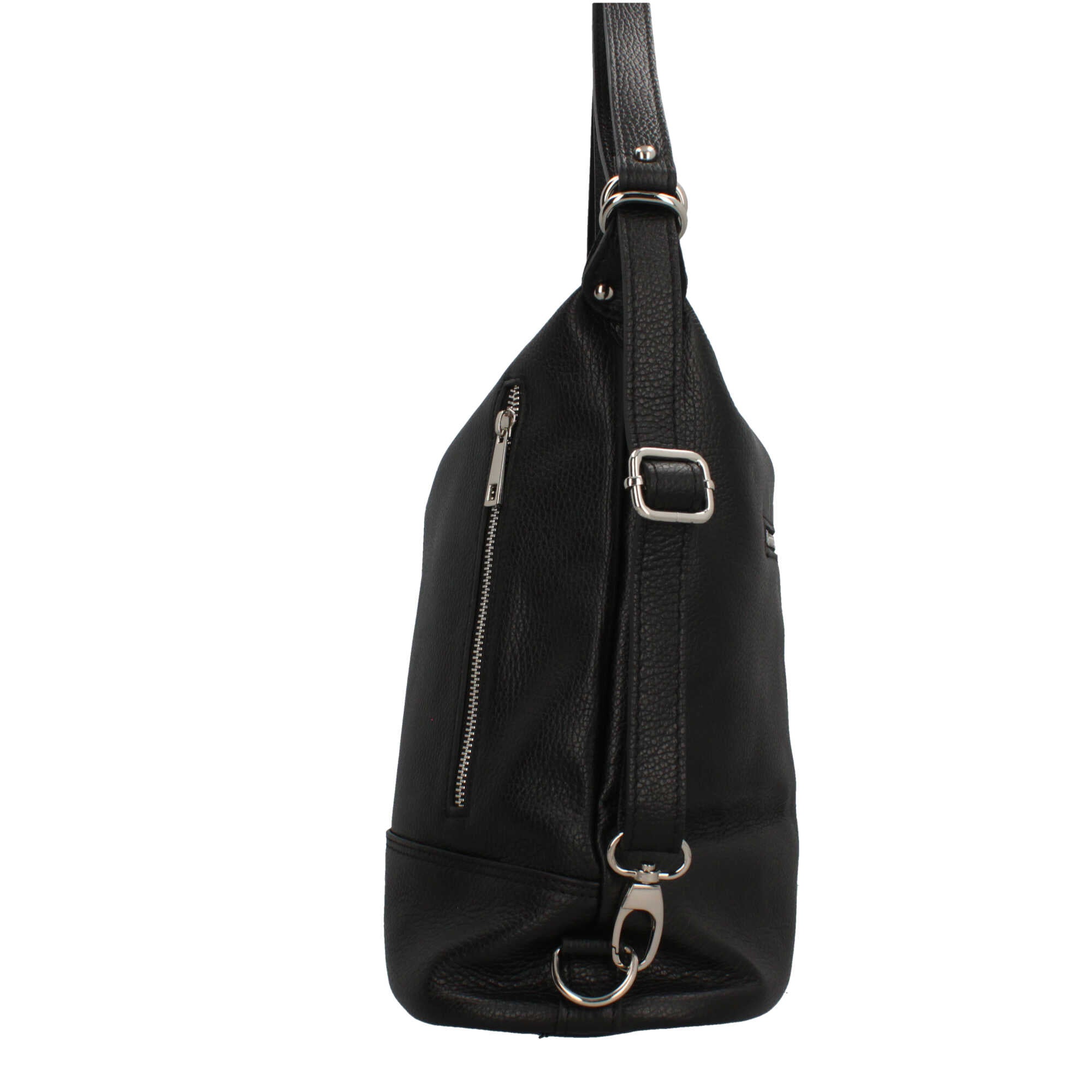 Borsa zaino Made in Italy con tasche frontali e tracolla regolabile Nero TU | Giò Fashion