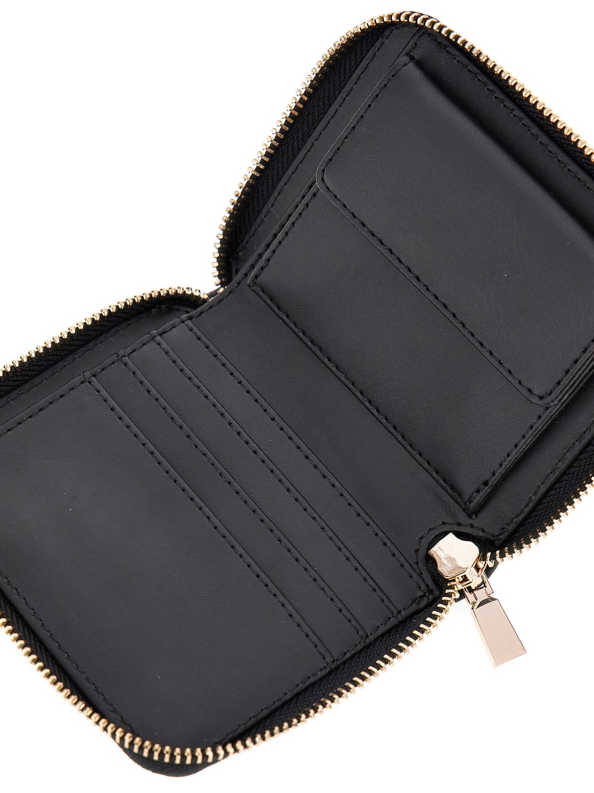Portafoglio Guess donna compatto zip around con logo frontale Nero TU | Giò Fashion