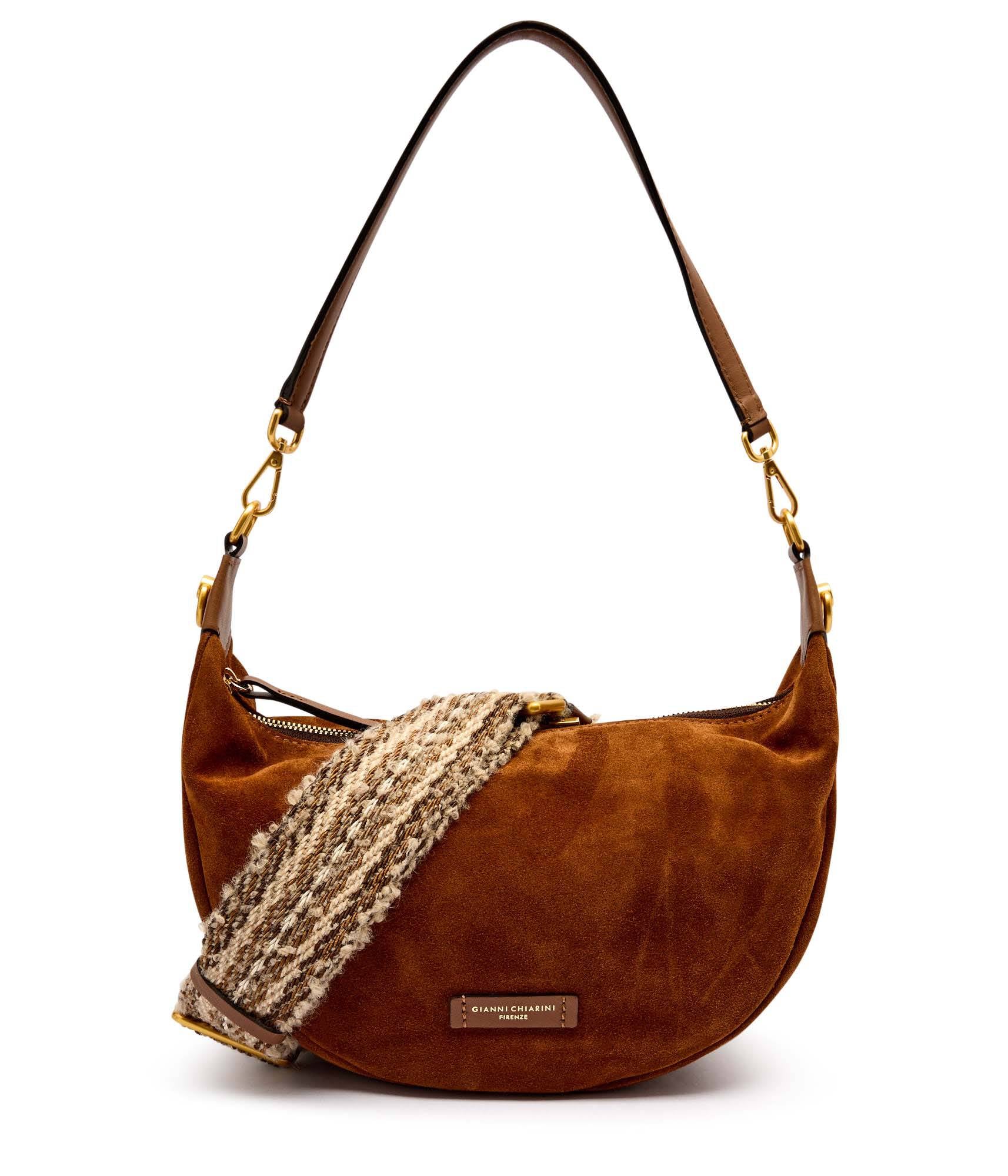 Gianni Chiarini Borsa a Spalla in Suede con Tracolla Tessuta