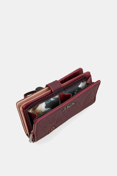 Anekke portafoglio lungo con chiusura a clip e dettagli logo