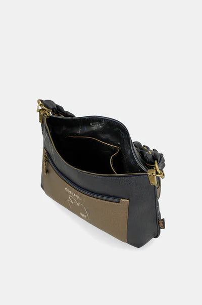 Borsa a mano Anekke con manico intrecciato e tasca frontale