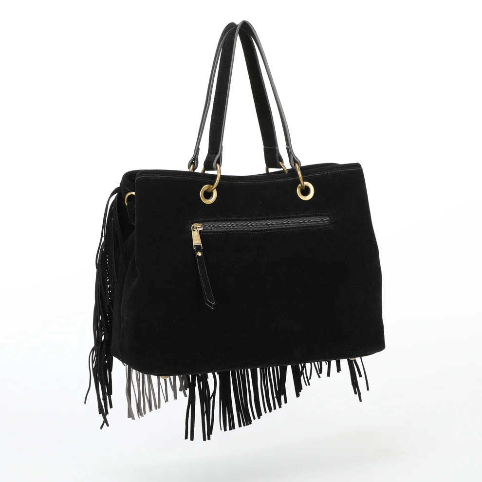 Borsa Mimi Mua con frange in suede