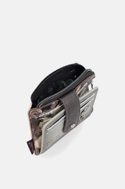 Portafoglio Anekke compatto con scritta Magic e chiusura a bottone