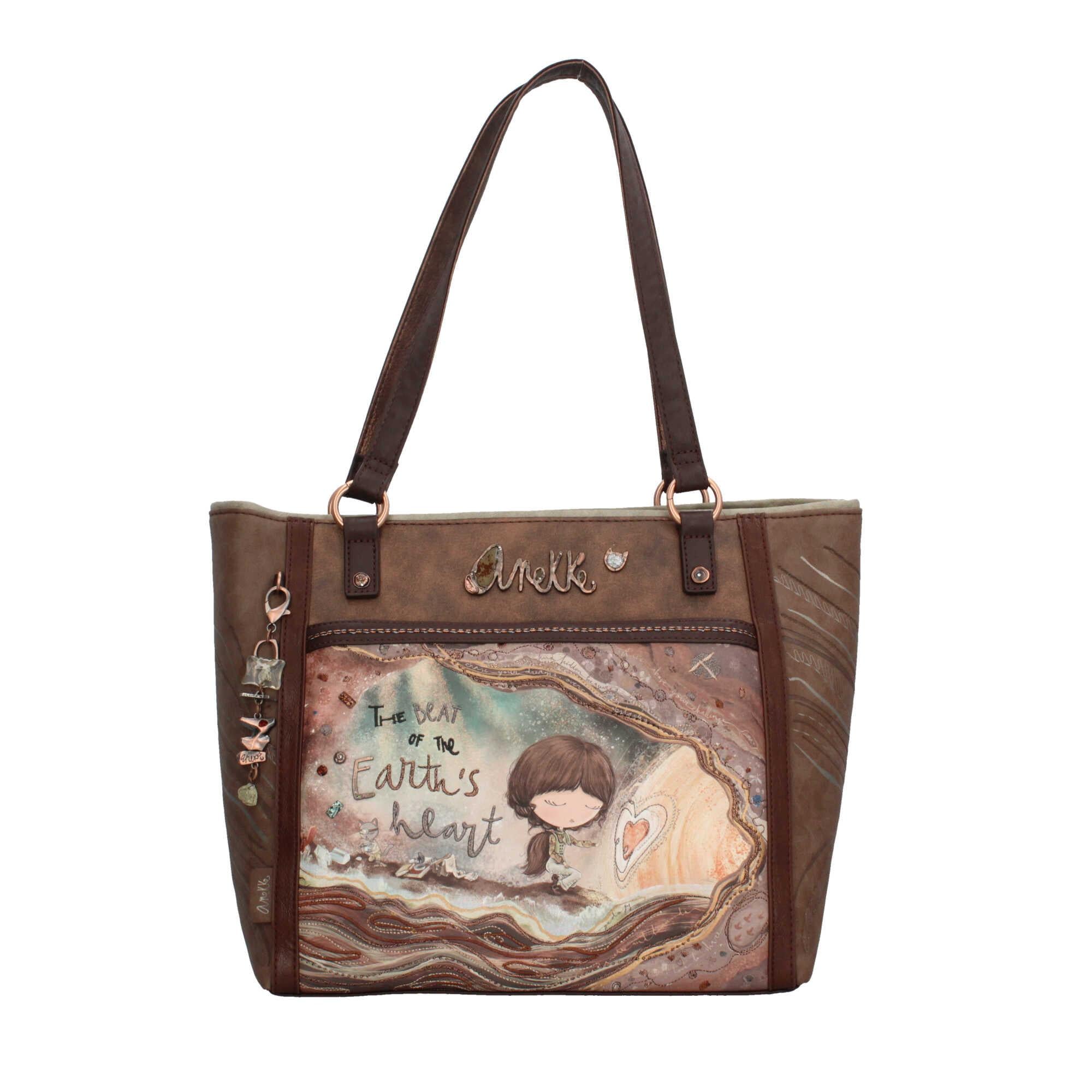 Borsa Shopper Anekke con Stampa The Beat of the Earth's Heart