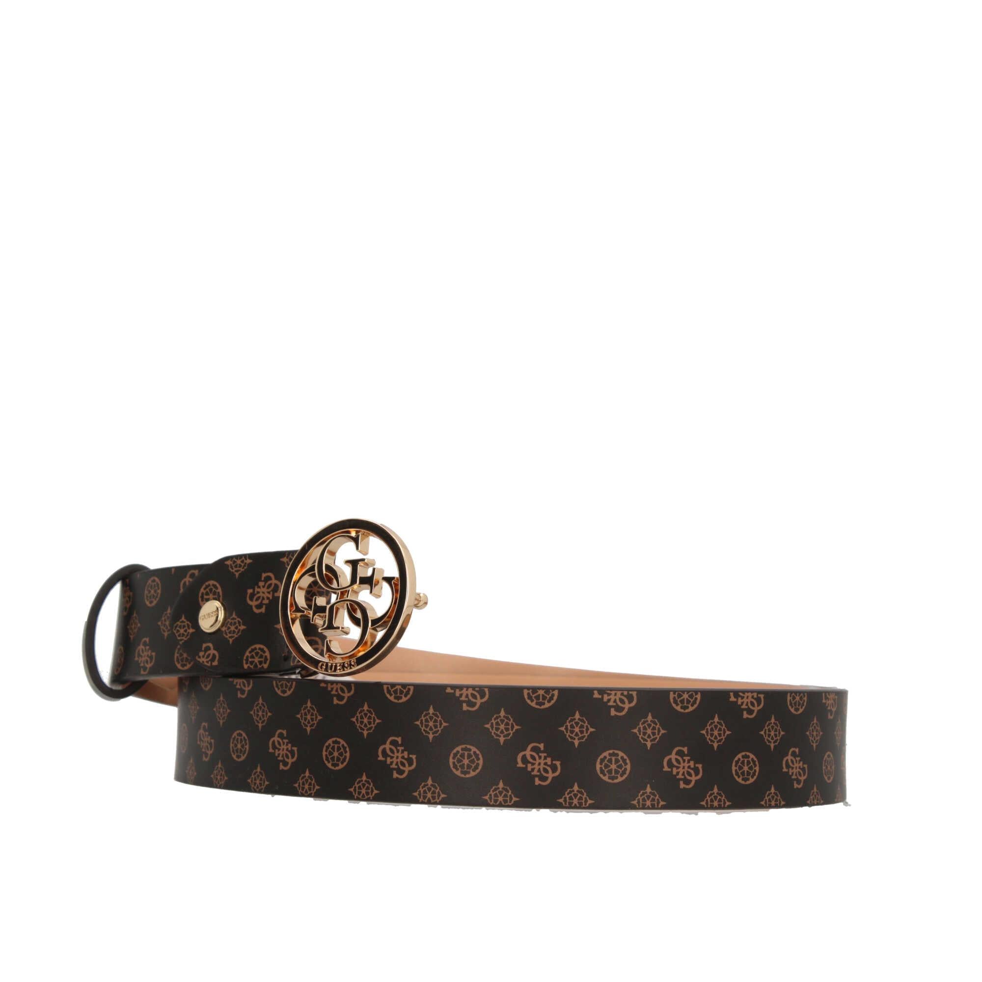 Cintura Guess Monogram con Fibbia Rotonda Dorata