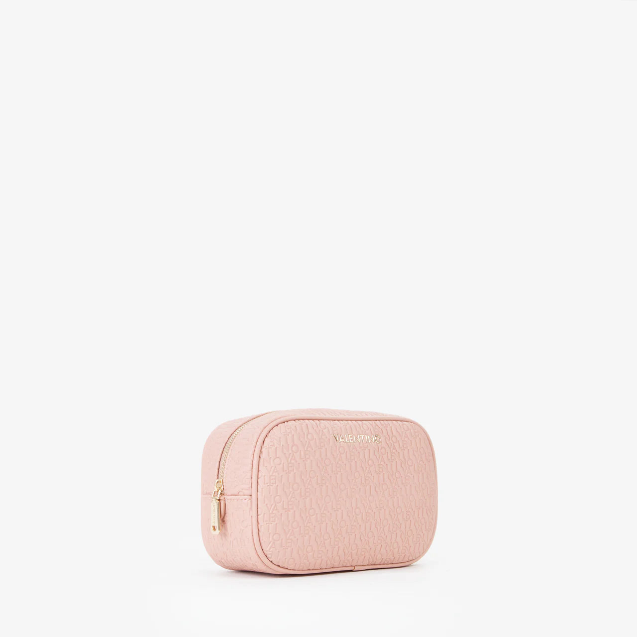Valentino beauty case donna compatto con logo in rilievo Rosa TU | Giò Fashion
