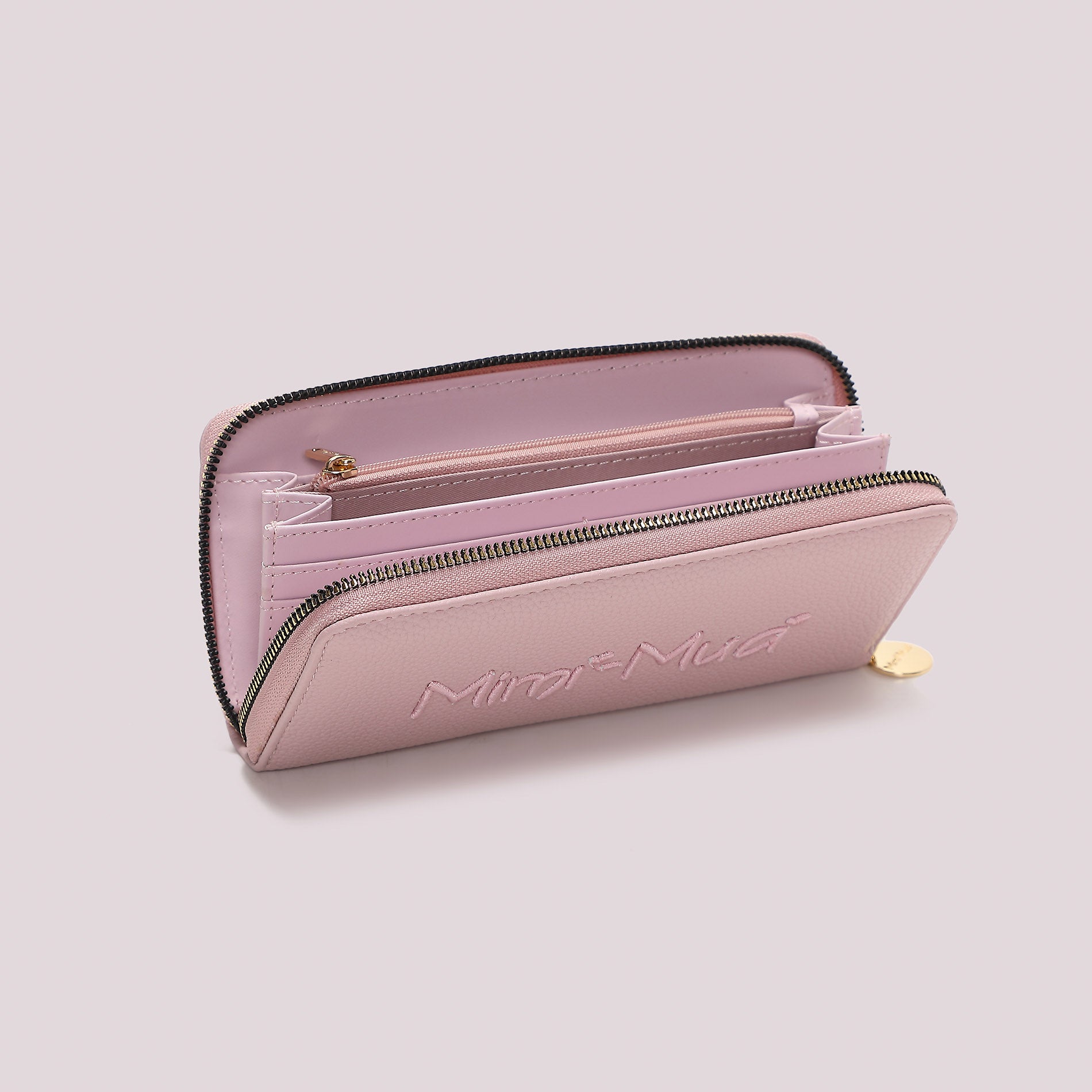 Portafoglio donna Mimi Mua grande zip around con logo in rilievo elegante Rosa TU | Giò Fashion