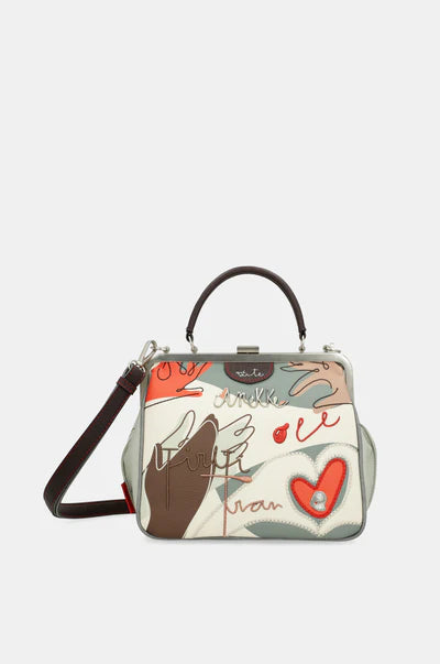 Borsa Anekke con manico e grafica artistica dallo stile originale