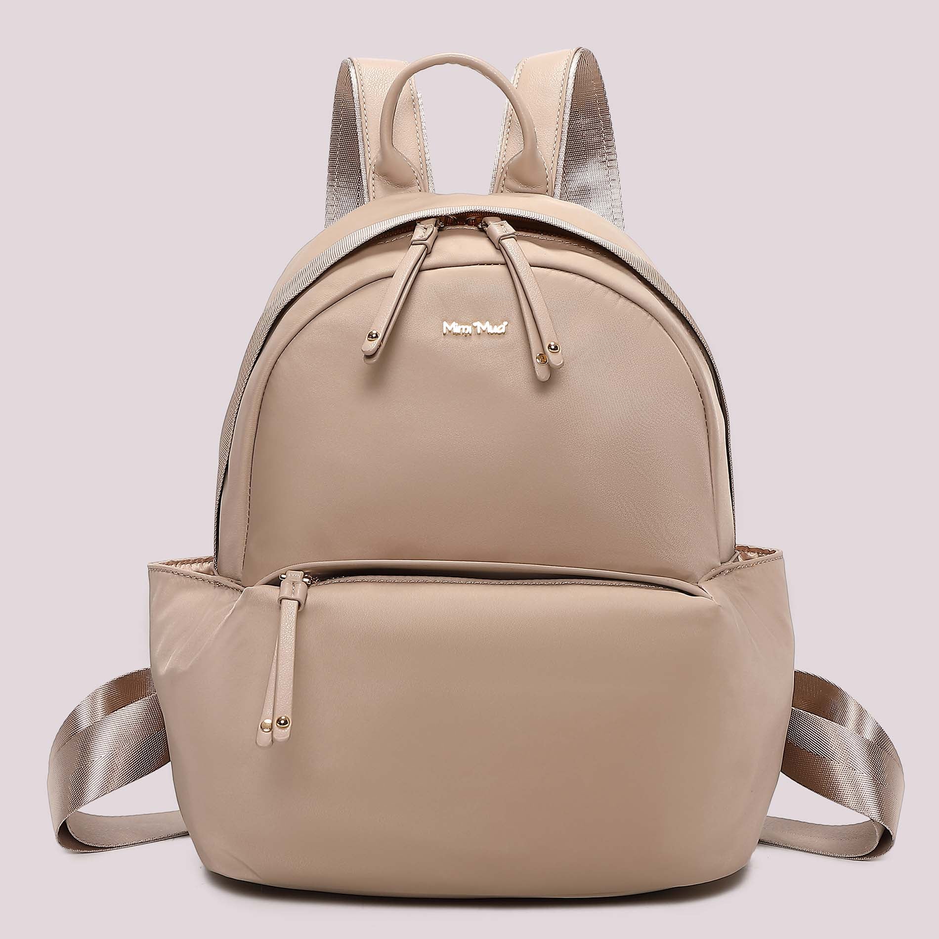 Zaino donna Mimi Mua elegante con tasca frontale e chiusura zip TAUPE TU | Giò Fashion