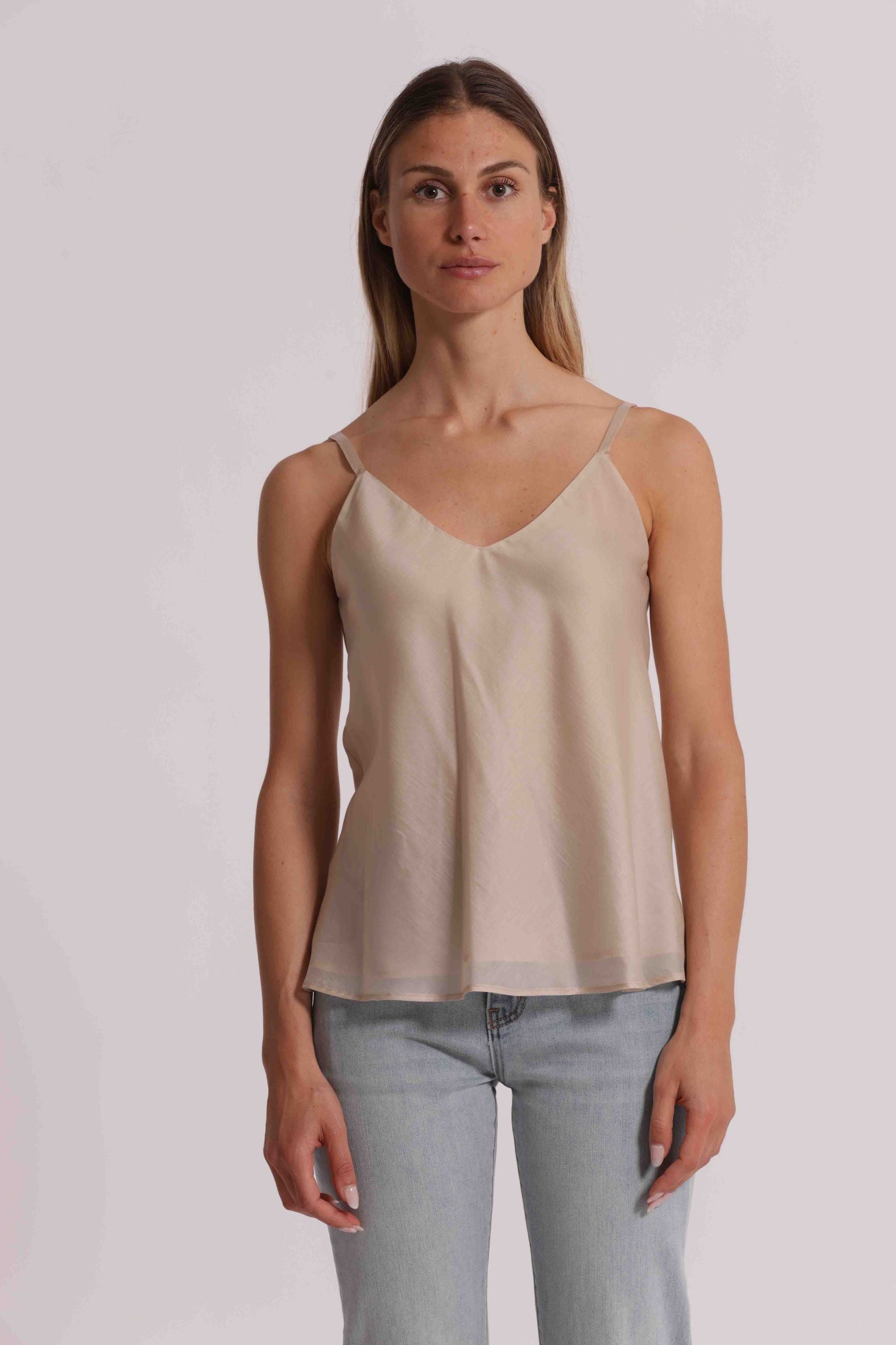 Mimi Mua top donna fluido con spalline sottili elegante ROCCIA S | Giò Fashion