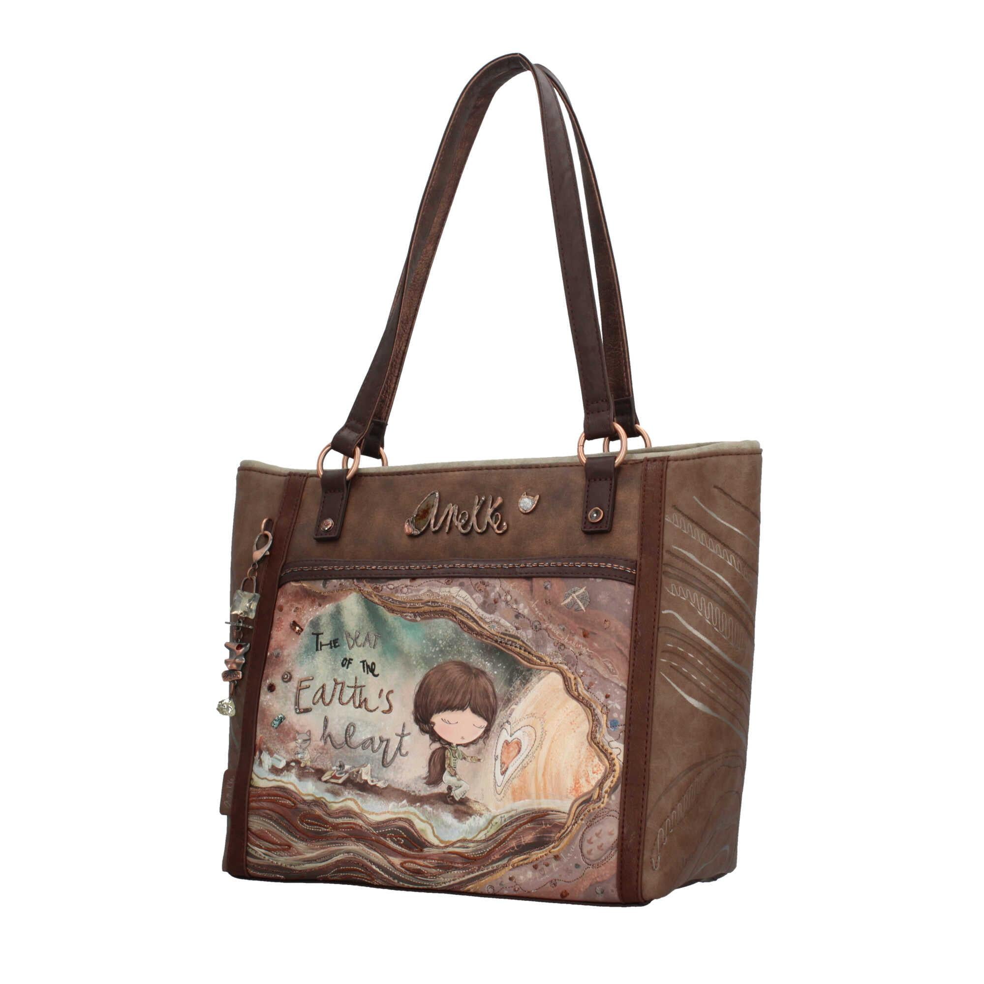 Borsa Shopper Anekke con Stampa The Beat of the Earth's Heart