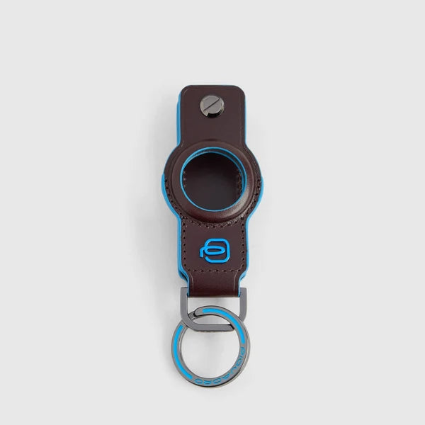 Piquadro Portachiavi in Pelle per AirTag e CONNEQU 4.0 Blue Square Blu Notte