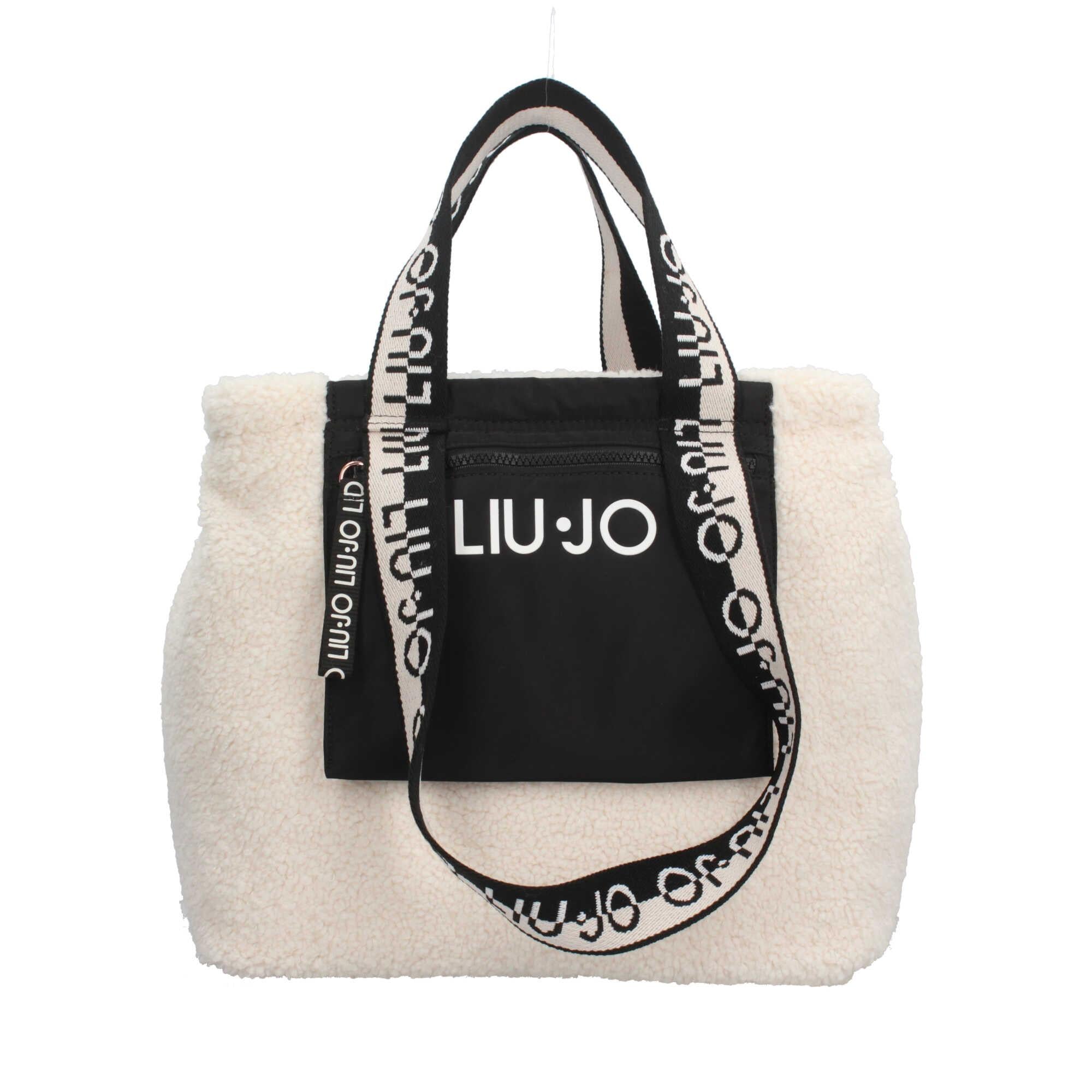 Borsa shopper in tessuto teddy con logo Liu Jo