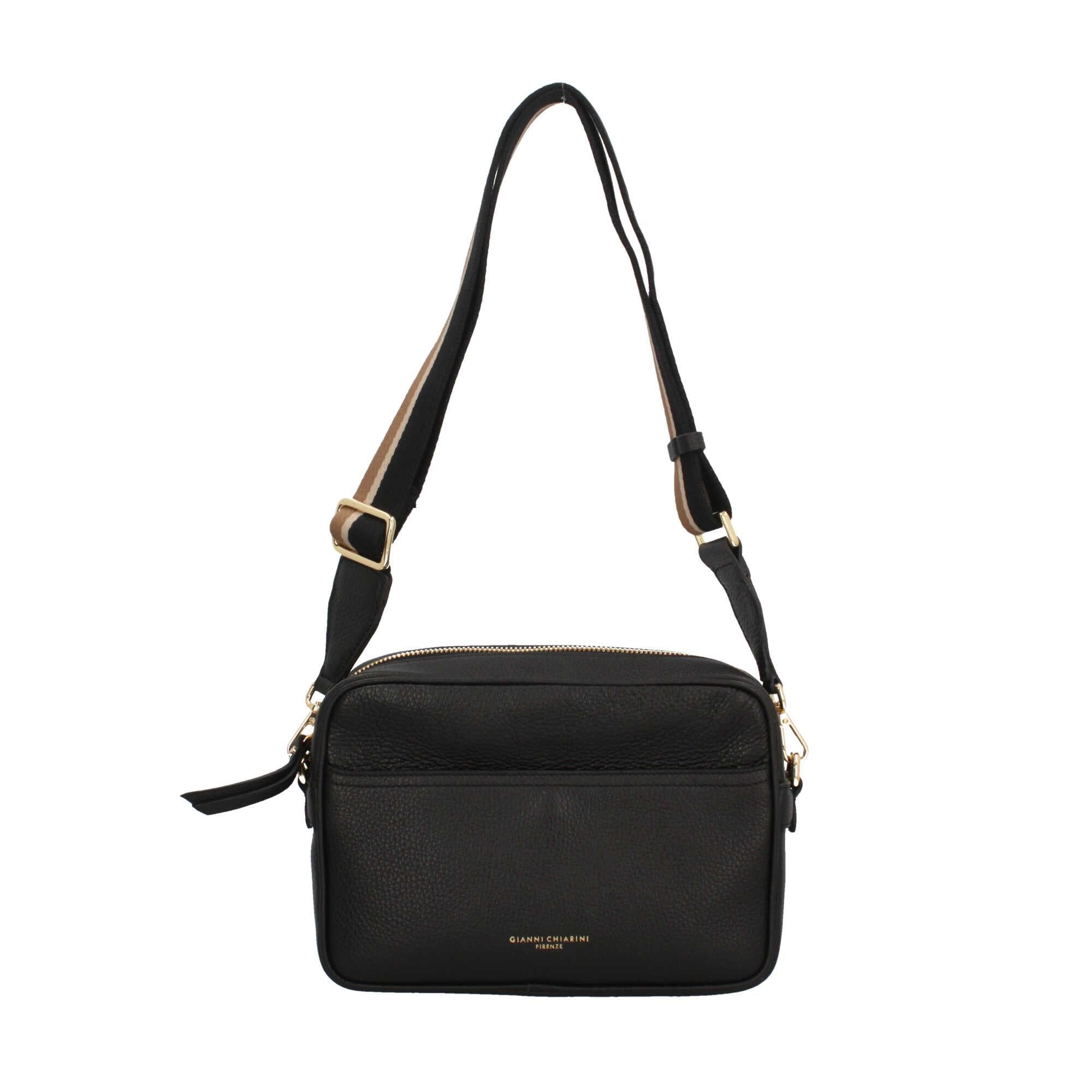 Gianni Chiarini Sporty Chic - Borsa a Tracolla in Pelle Grana con Tracolla a Contrasto