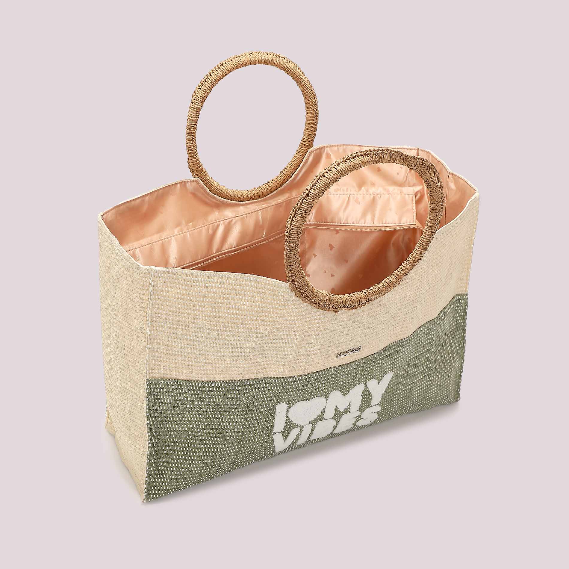 Mimi Mua borsa mare I Love My Vibes con manici rigidi