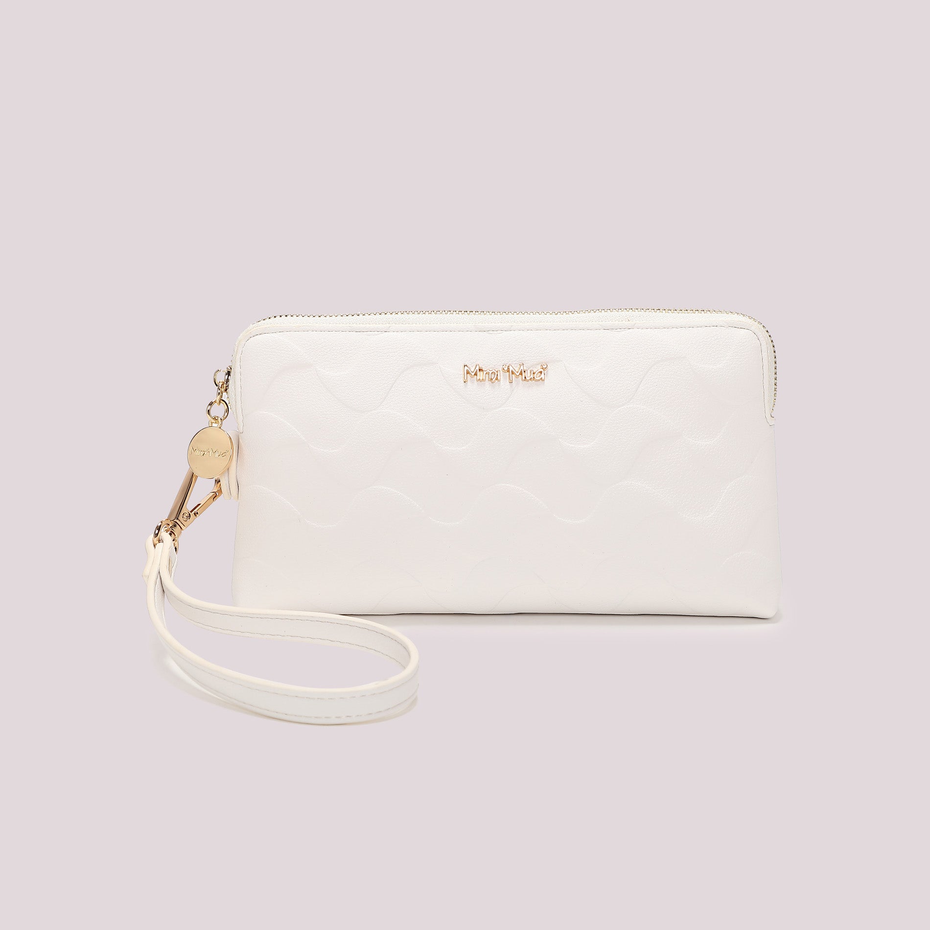 Portafoglio donna Mimi Mua con zip e laccetto da polso design moderno Bianco TU | Giò Fashion
