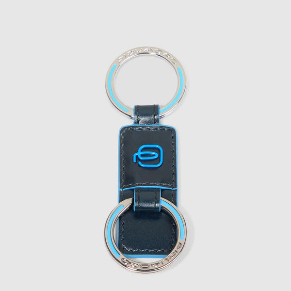 Portachiavi Piquadro in pelle con anelli metallici BLU SCURO TU | Giò Fashion
