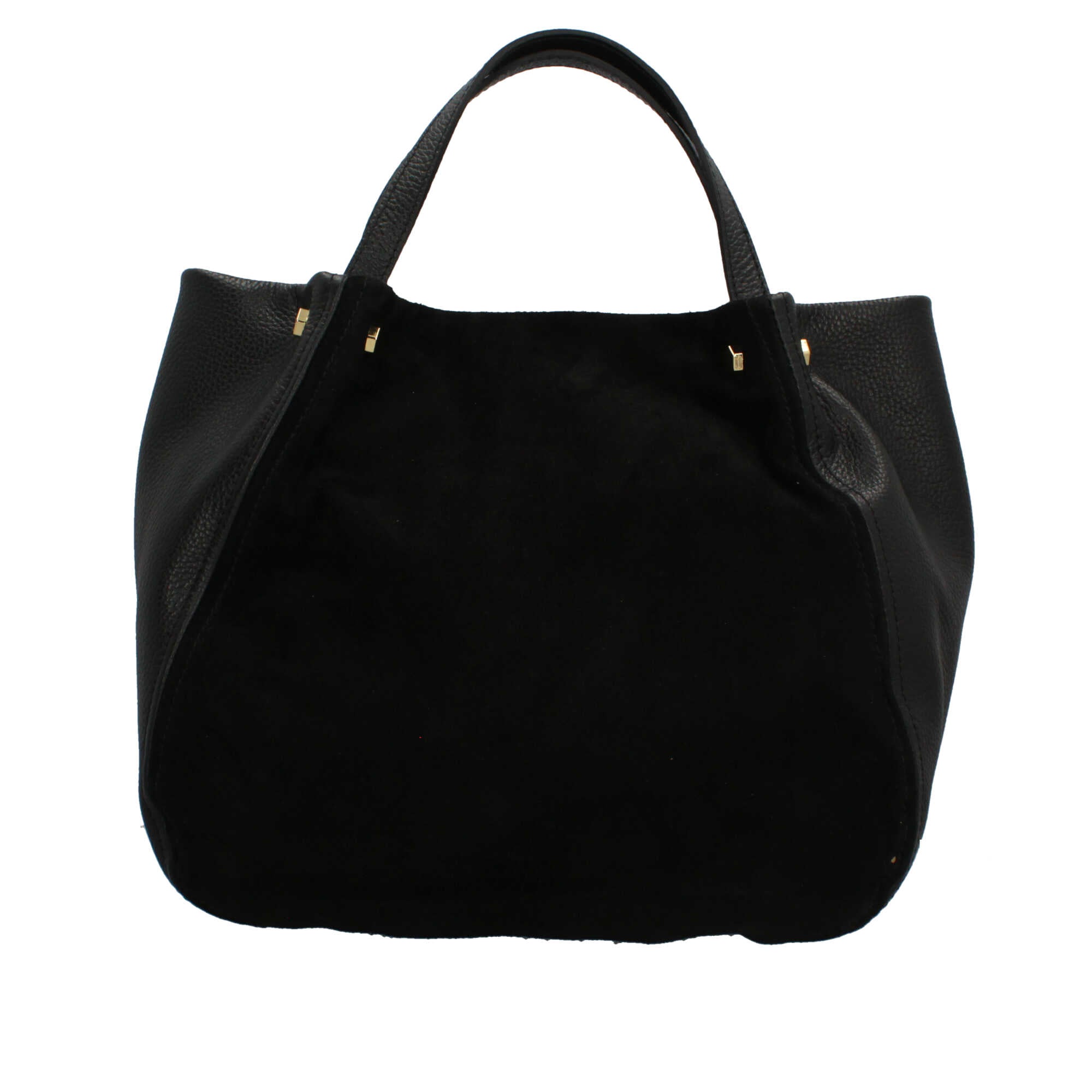 Borsa a mano Made in Italy in pelle e suede con tracolla rimovibile Nero TU | Giò Fashion