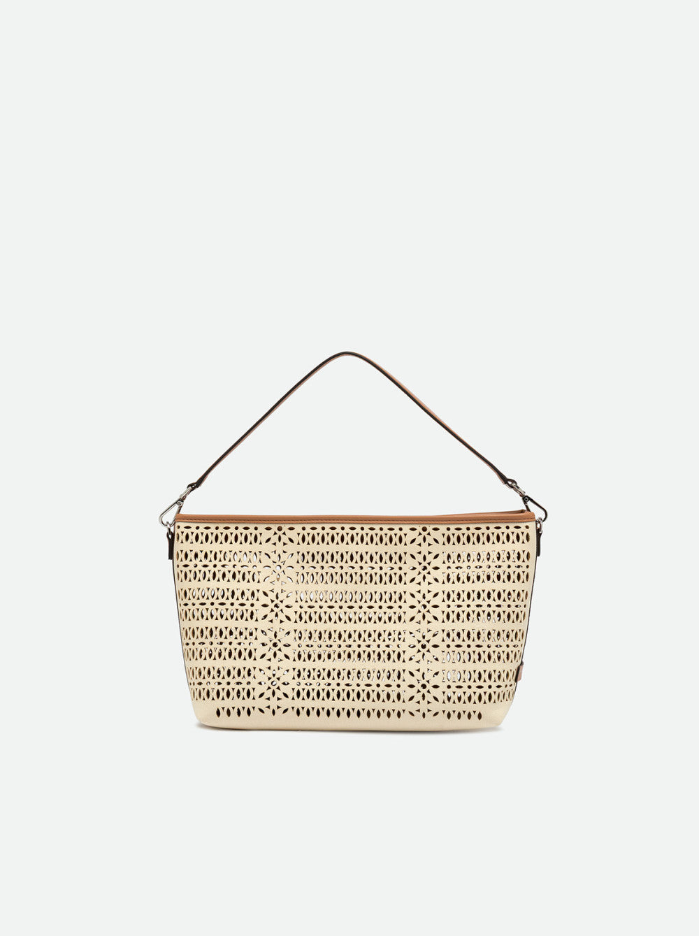 Borsa a spalla Gianni Chiarini traforata con tracolla removibile e design moderno Beige TU | Giò Fashion
