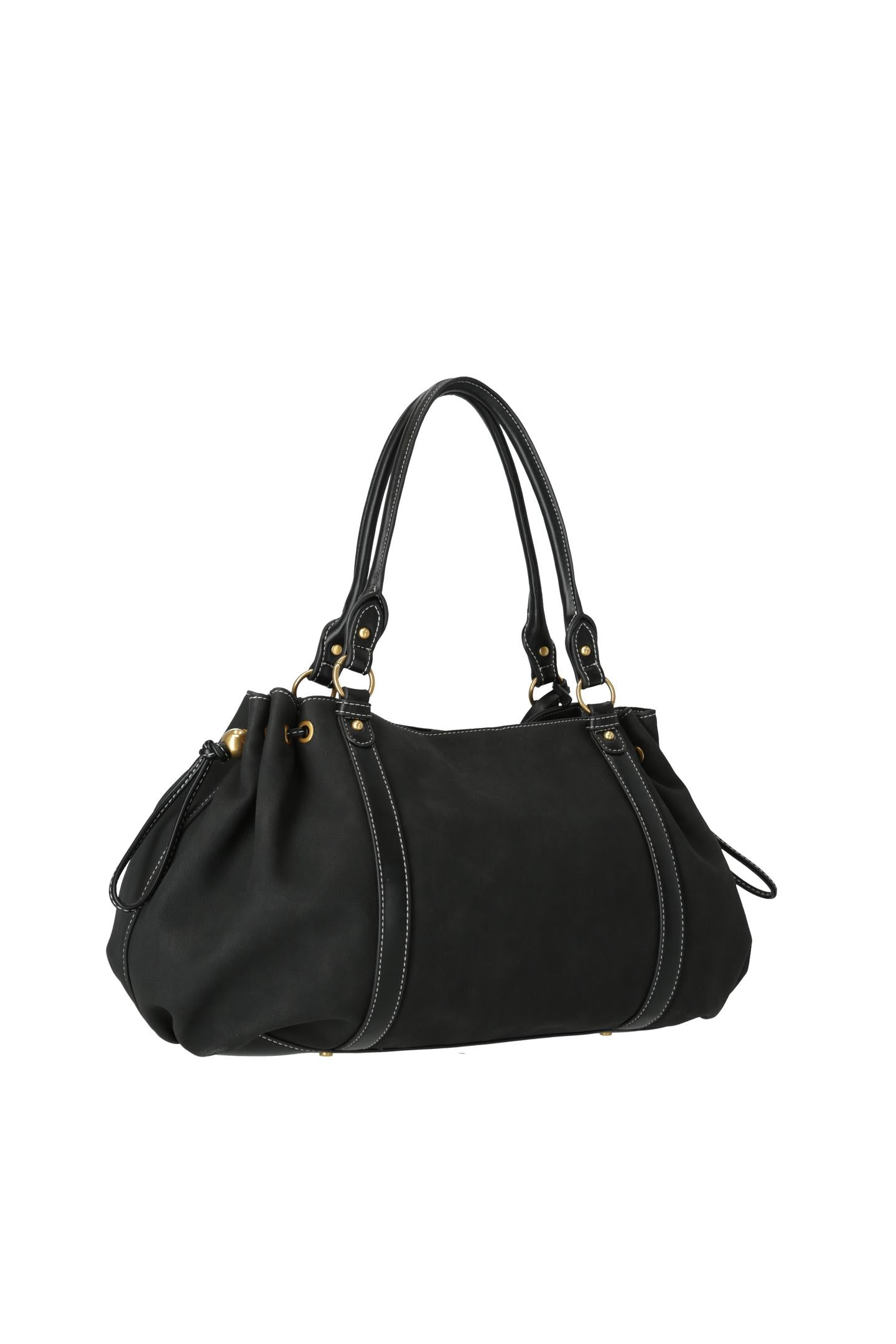 Borsa a mano Liu Jo con coulisse laterale e charm logato Nero TU | Giò Fashion