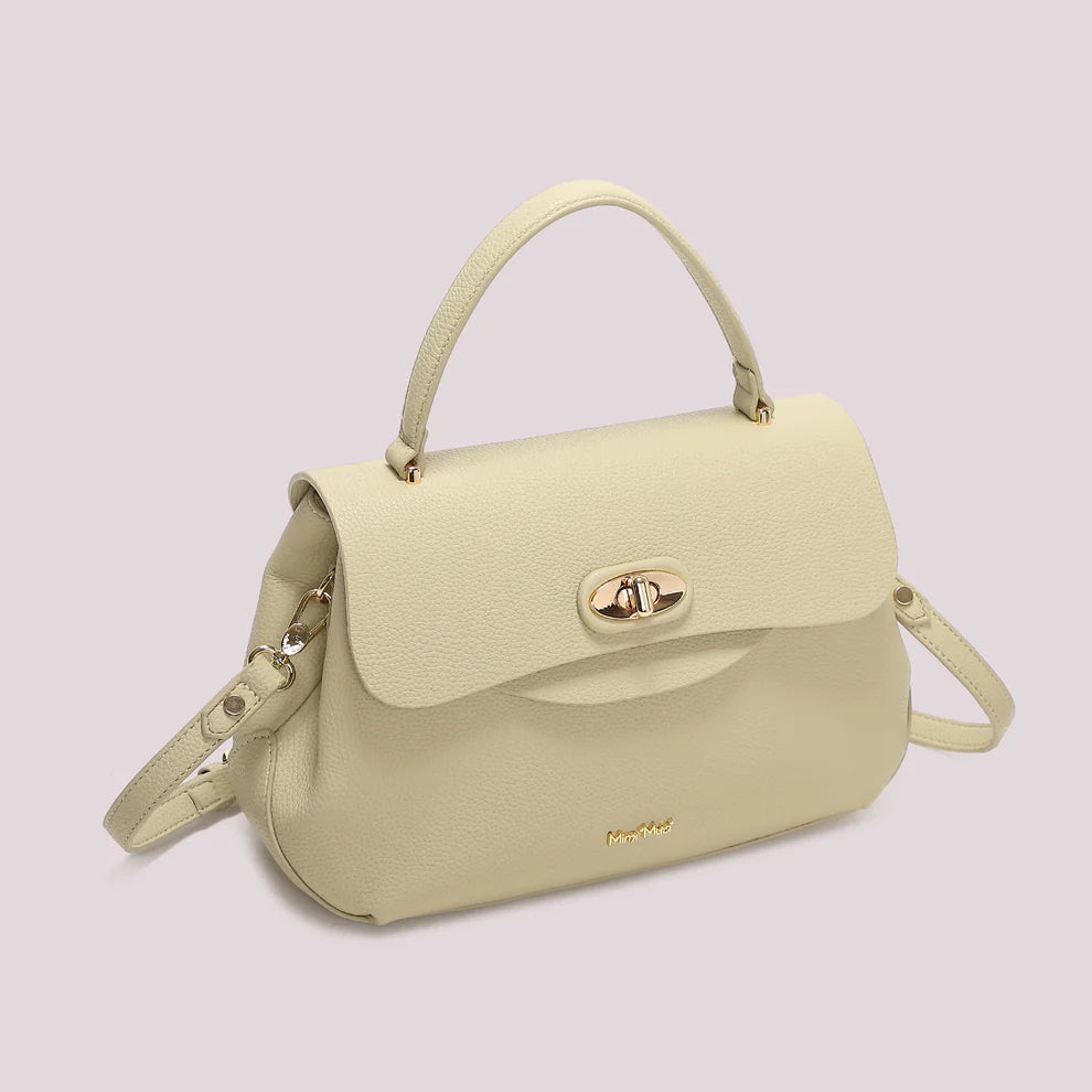 Mimi Mua borsa a mano elegante con patta e chiusura girevole VERDE PASTELLO TU | Giò Fashion