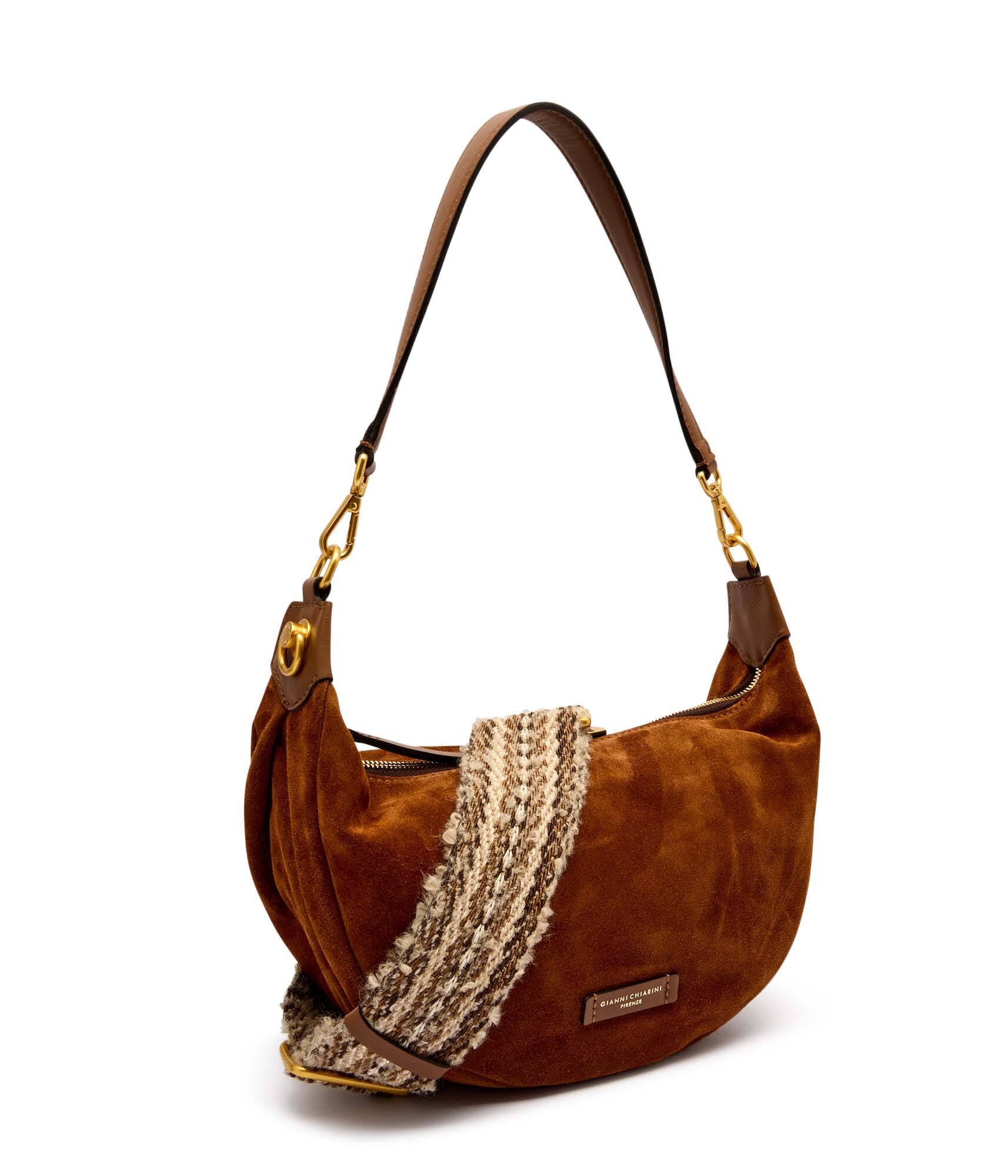 Gianni Chiarini Borsa a Spalla in Suede con Tracolla Tessuta