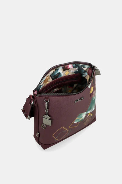 Borsa a tracolla Anekke con stampa astratta e tracolla regolabile