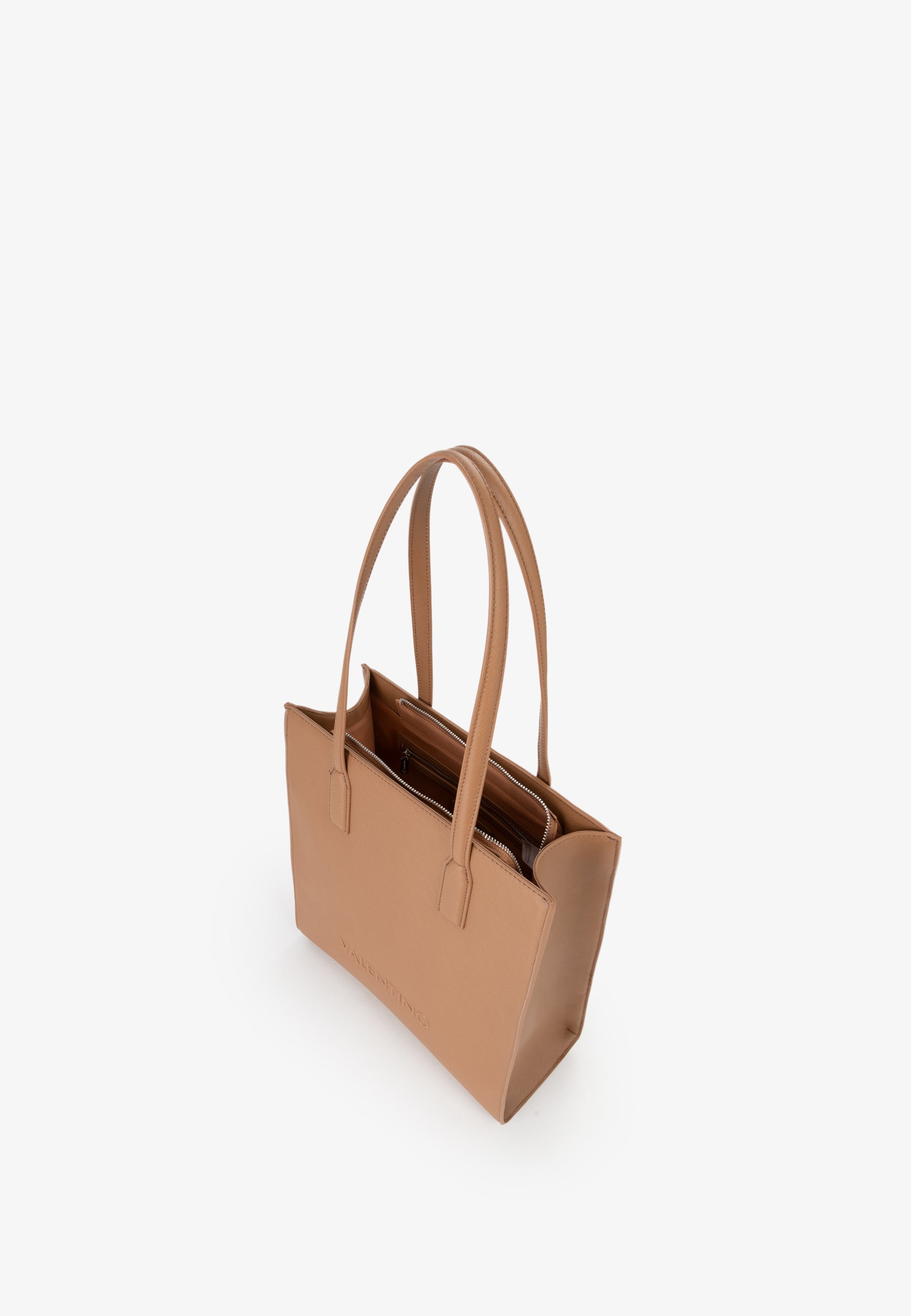 Shopper donna Mario Valentino strutturata con doppio manico e design minimal elegante Cuoio TU | Giò Fashion