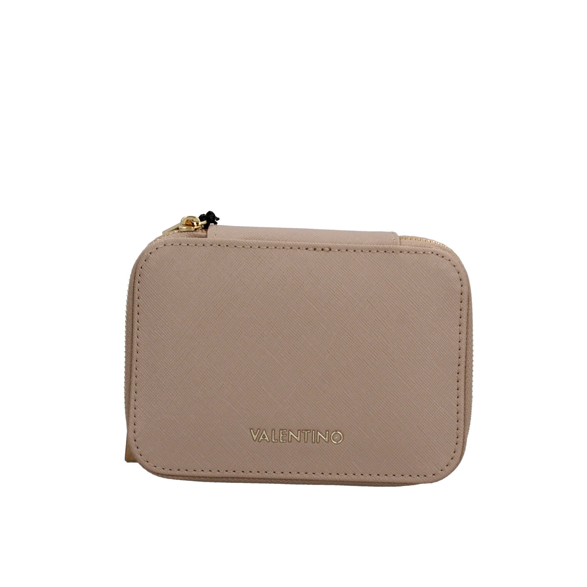 Valentino porta gioielli rigido in saffiano con chiusura zip VPG9MF831 Beige TU | Giò Fashion
