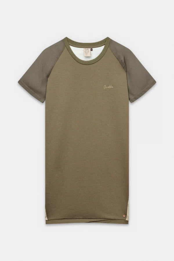 Anekke vestito corto donna stile t shirt con maniche raglan casual Verde S/M | Giò Fashion