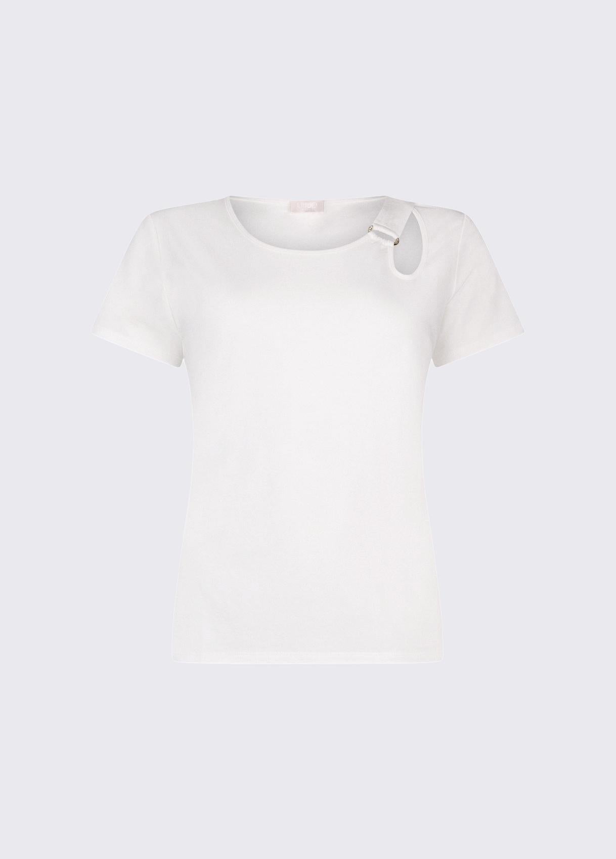 T shirt Liu Jo donna con dettaglio cut out sullo scollo Bianca S | Giò Fashion
