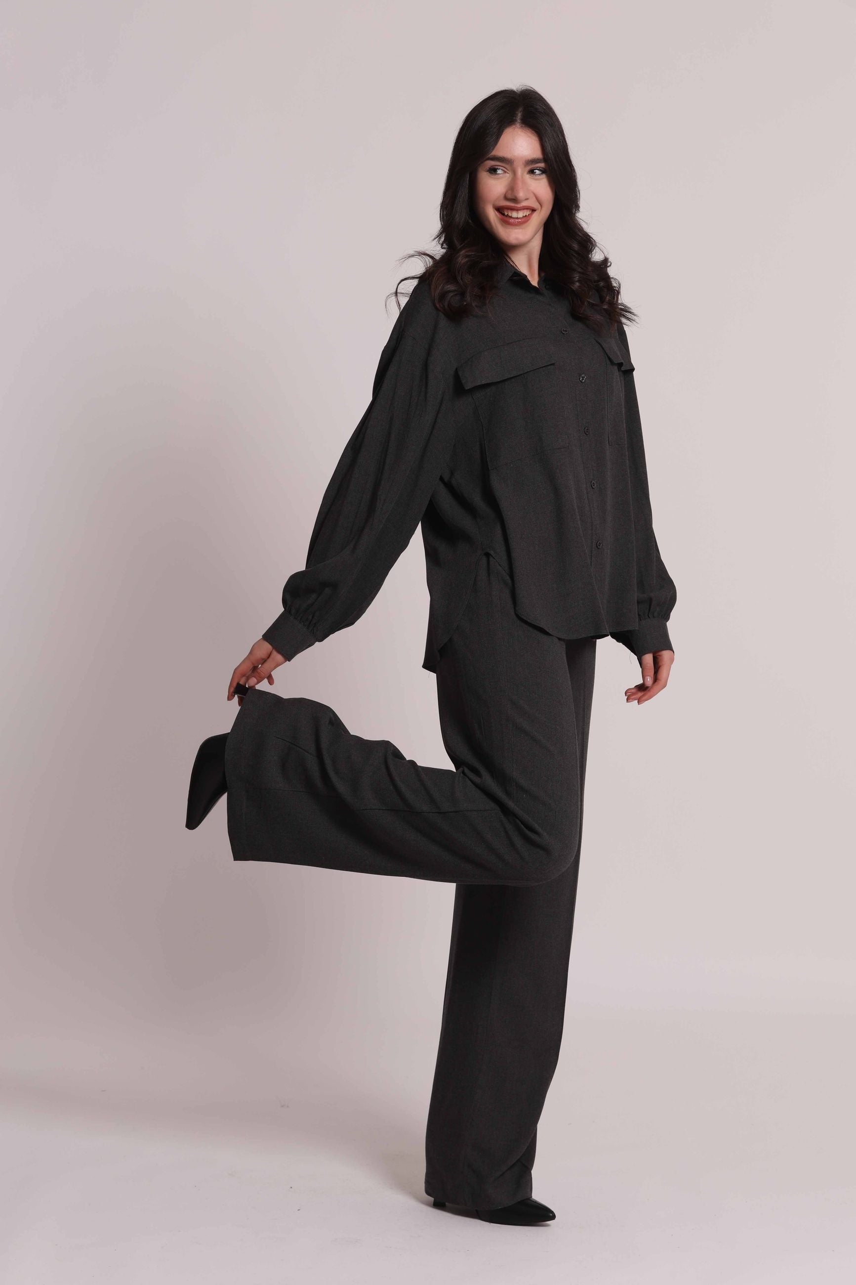 Pantaloni Donna Palazzo a Vita Alta con Pinces Mimi Mua
