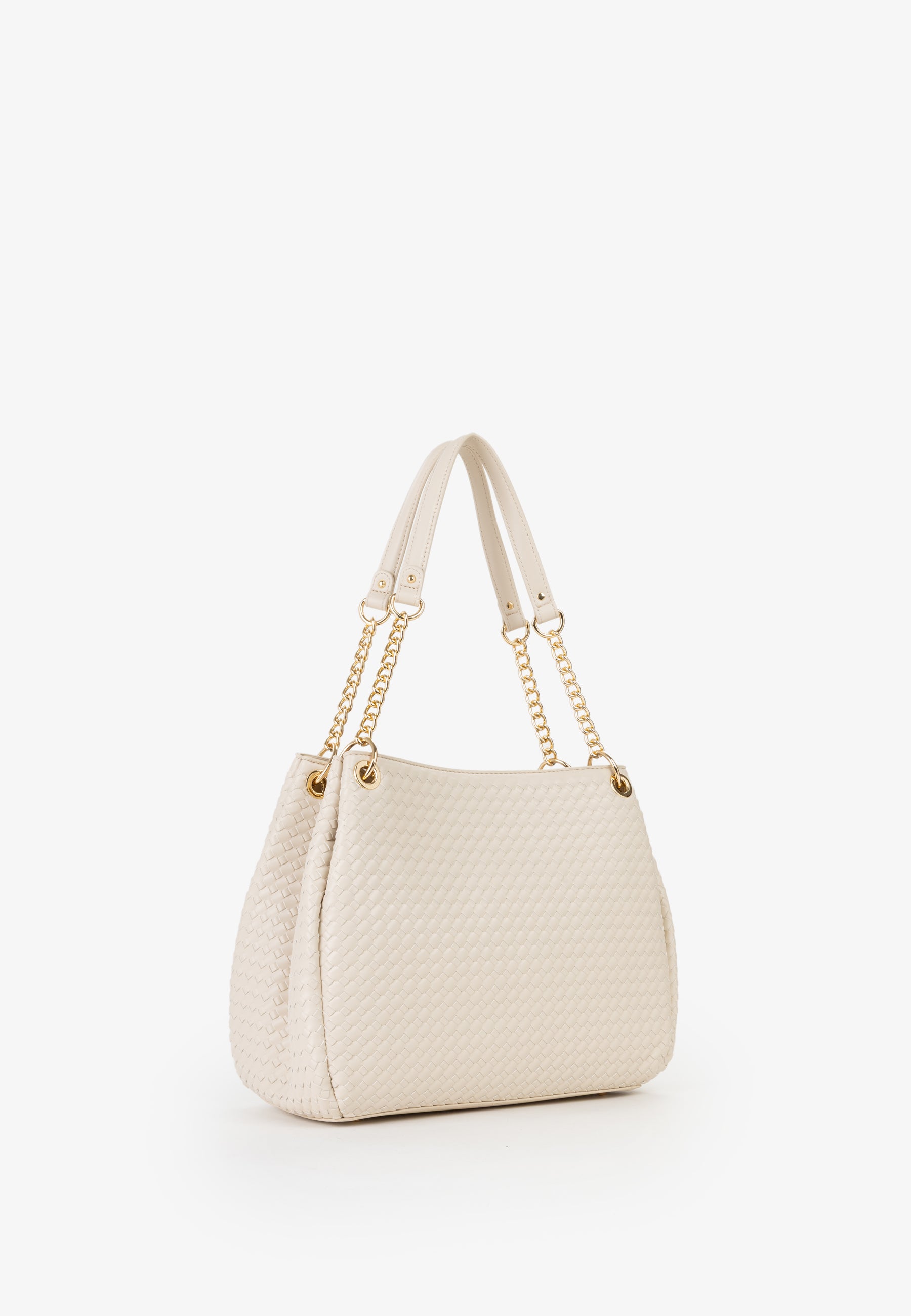 Borsa a spalla donna Mario Valentino intreccio elegante con catena e tracolla regolabile ECRU TU | Giò Fashion