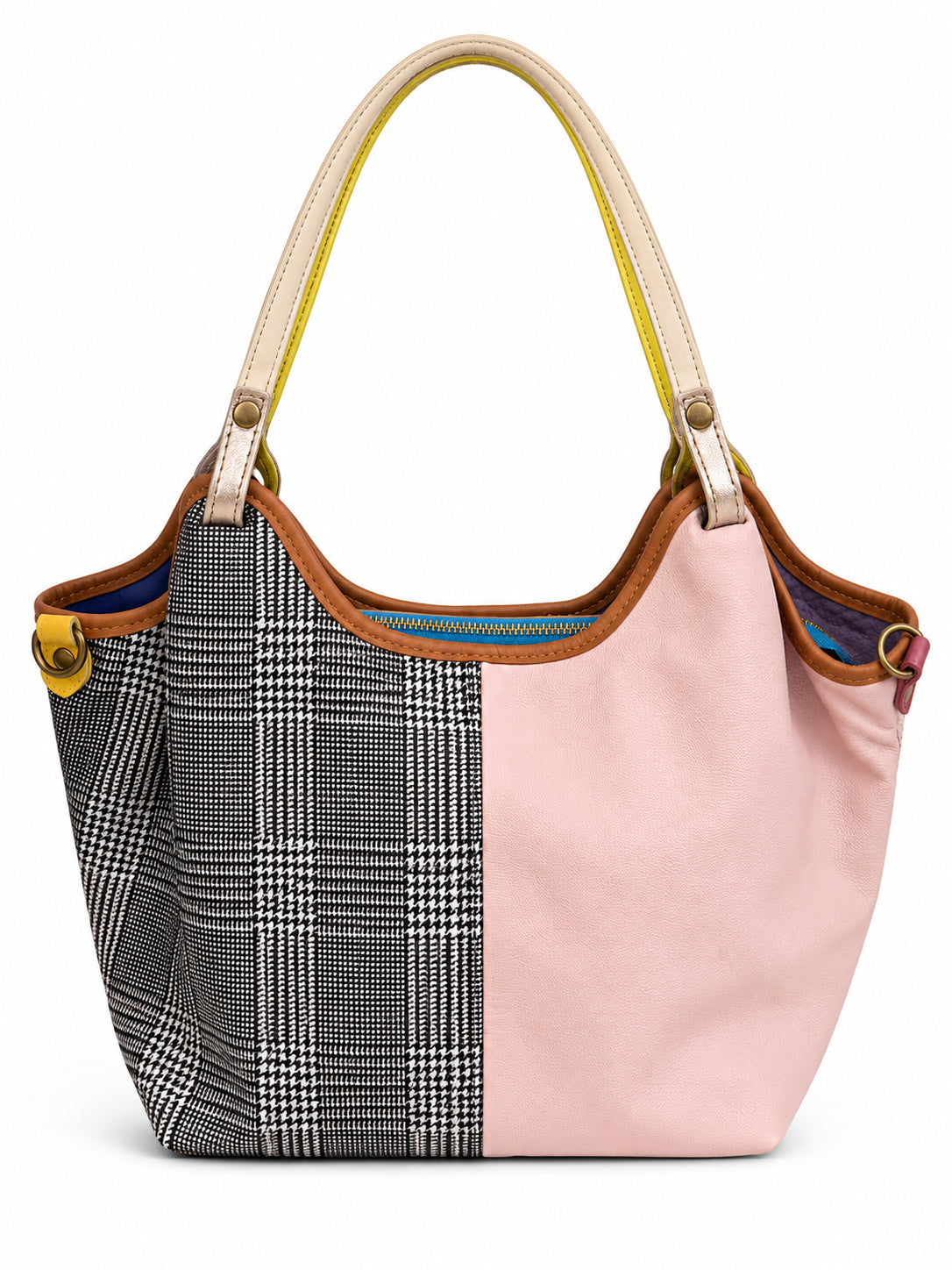 Borsa a Spalla Vera Pelle Donna Multicolor con Tracolla