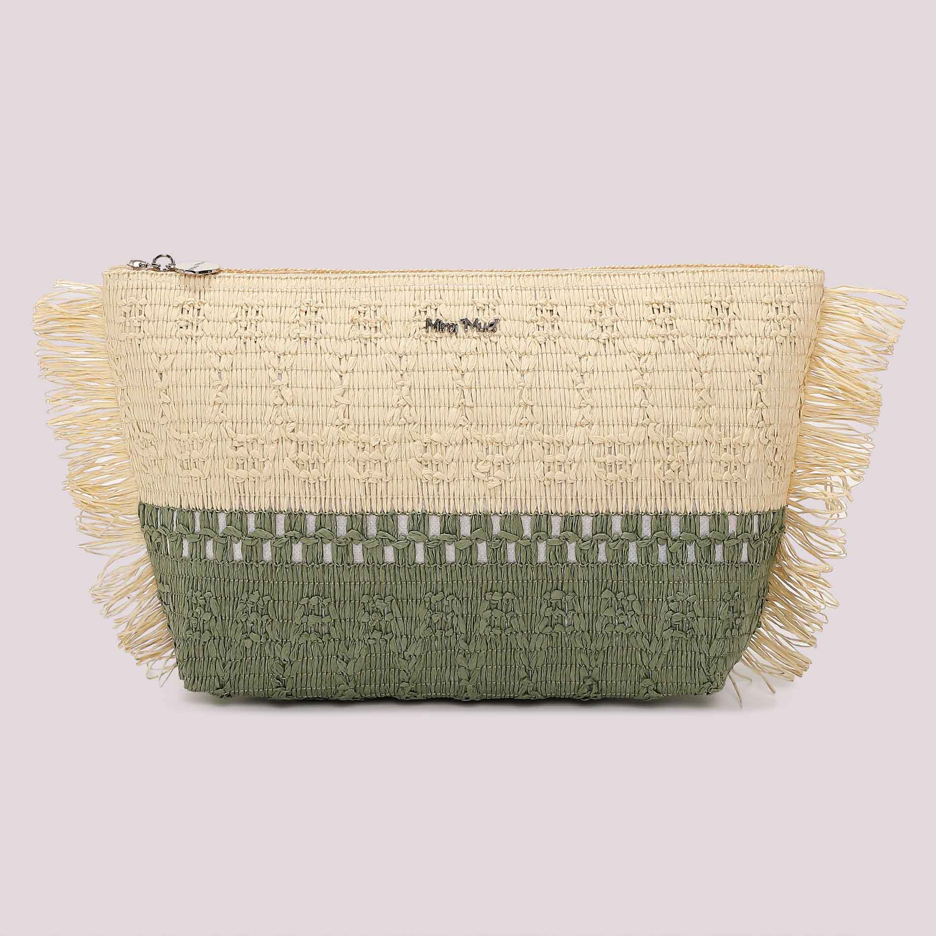 Mimi Mua pochette mare intrecciata con frange