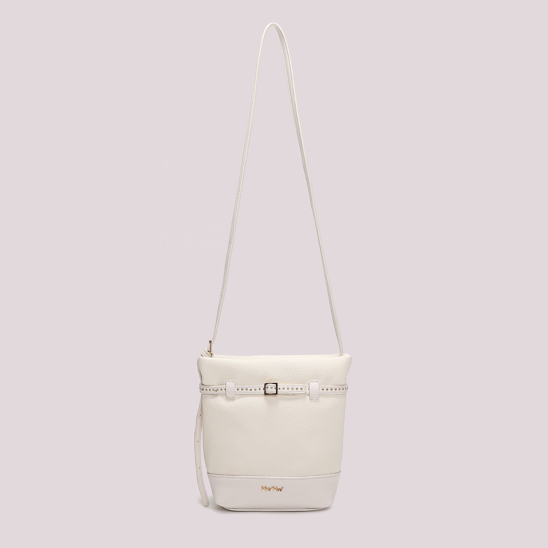 Borsa tracolla Mimi Mua compatta con cintura decorativa e borchie Bianco TU | Giò Fashion