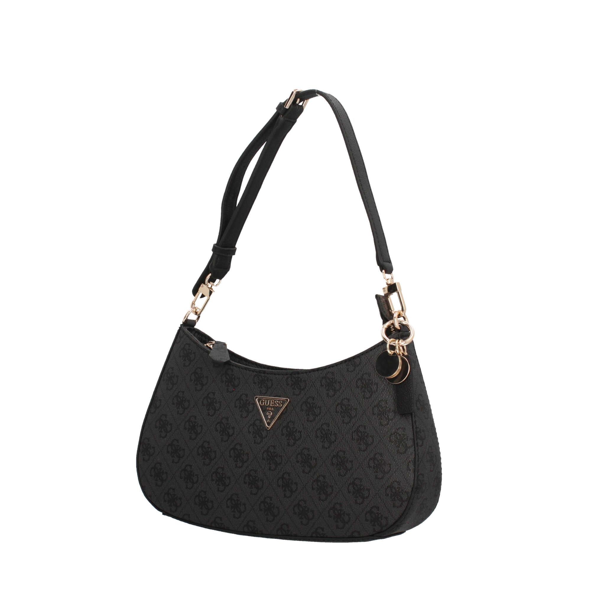 Borsa Shopping Borse Nera Guess Borsa A Spalla Logata Mezzaluna Guess