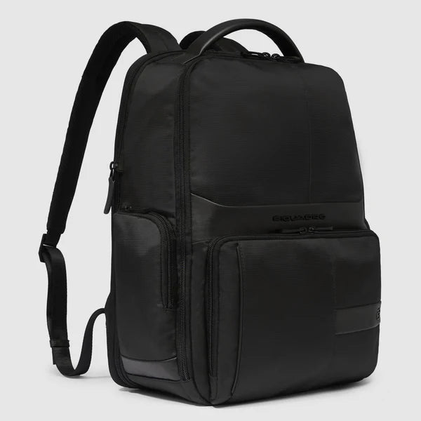 Zaino porta computer Piquadro espandibile in pelle e tessuto con ricarica integrata