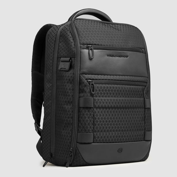 Zaino Piquadro porta PC organizzato con tasche multiple e design tecnico in pelle e tessuto NERO TU | Giò Fashion