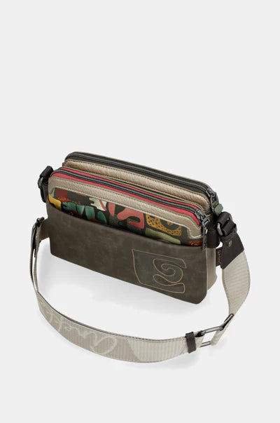 Borsa a tracolla compatta Anekke con grafica frontale e chiusura zip Beige TU | Giò Fashion
