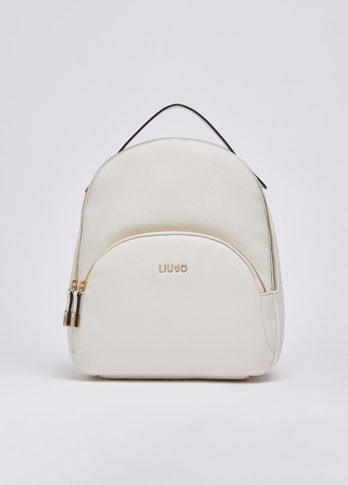 Zaino Liu Jo elegante con tasca frontale e chiusura zip Cream TU | Giò Fashion