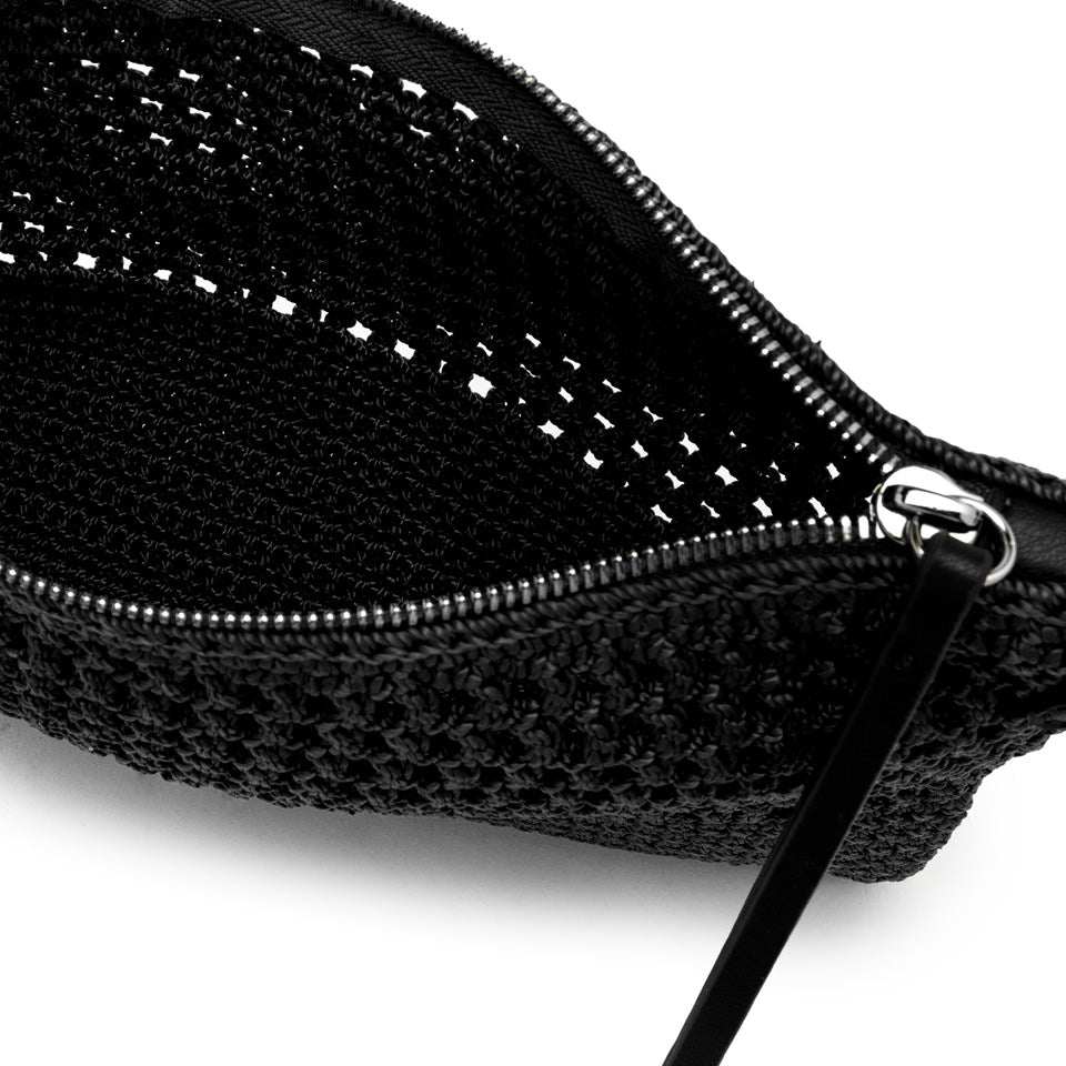 Pochette Gianni Chiarini in tessuto uncinetto con tracolla removibile Nero TU | Giò Fashion