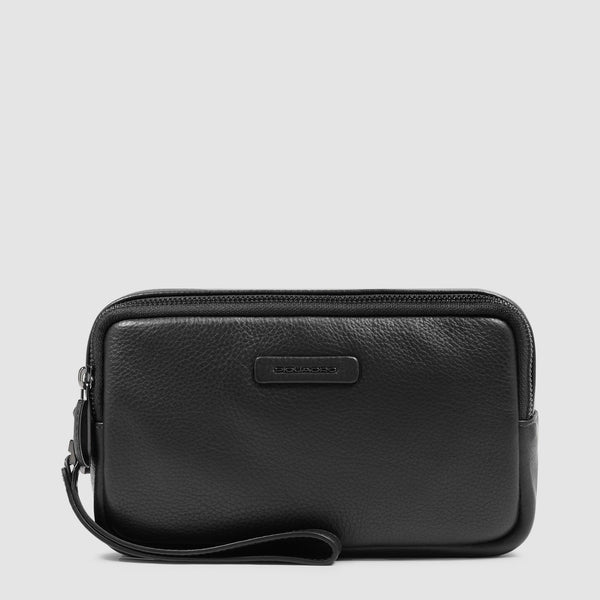 Pochette Piquadro in pelle con polsino e tasche interne Nero TU | Giò Fashion