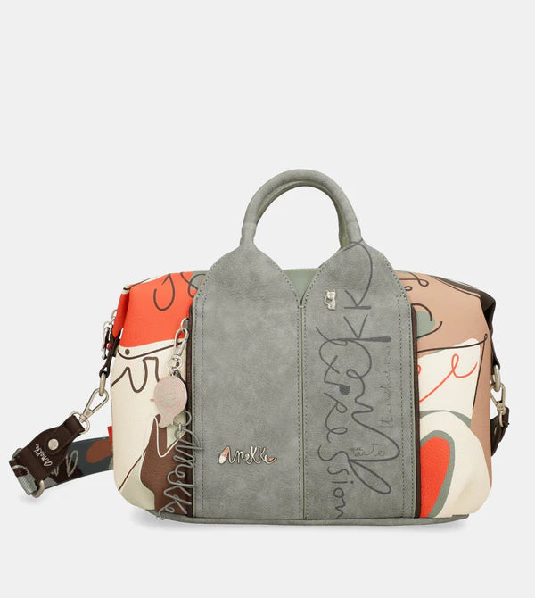Borsa Anekke a mano con grafica astratta e dettagli originali Grigio TU | Giò Fashion