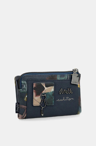 Anekke portafoglio zip con scomparti e design originale