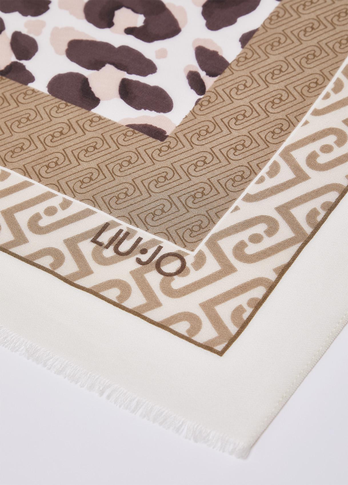 Sciarpa Liu Jo donna con stampa animalier e logo Naturale TU | Giò Fashion