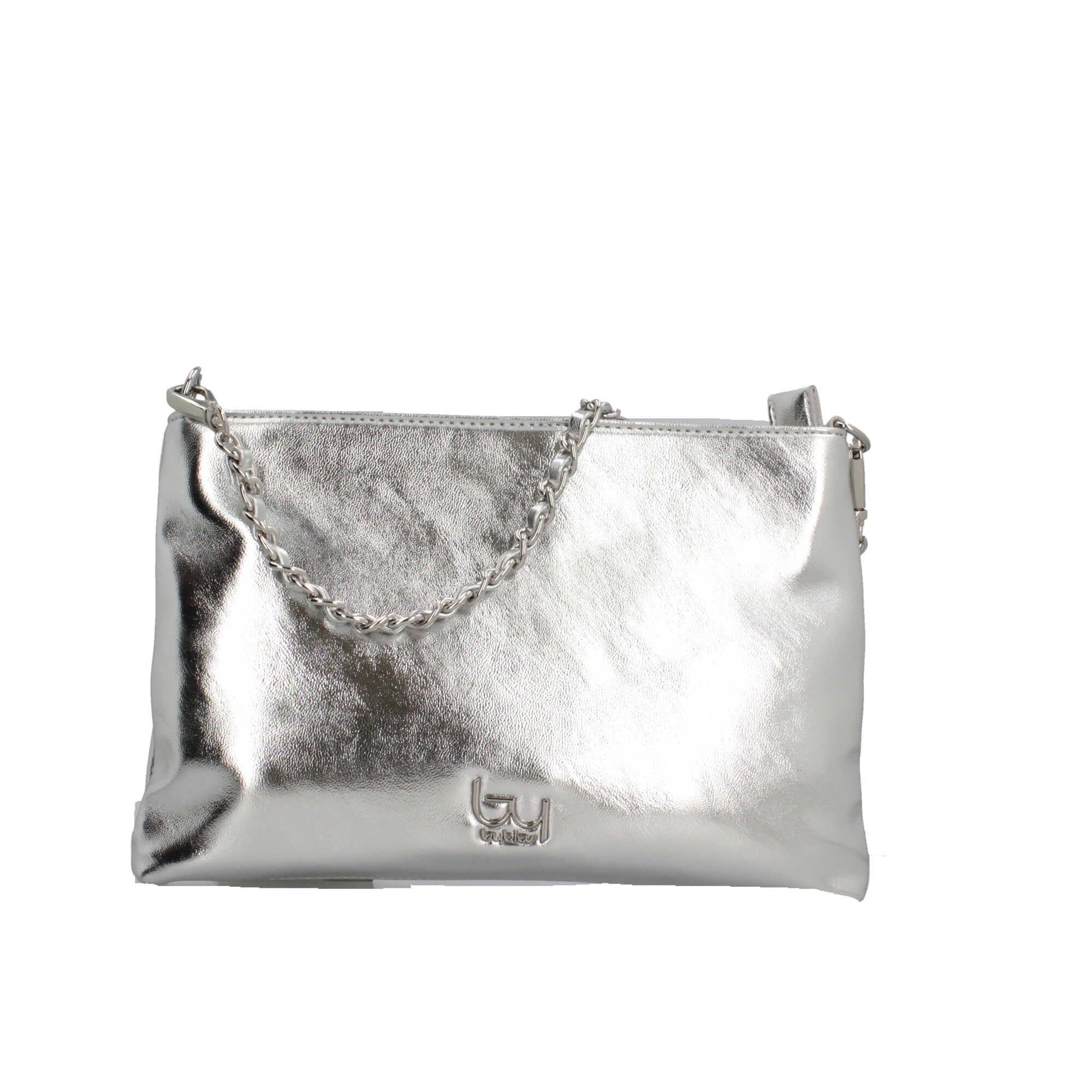 Borsa By Byblos a tracolla con catena dorata e logo frontale Grigio TU | Giò Fashion