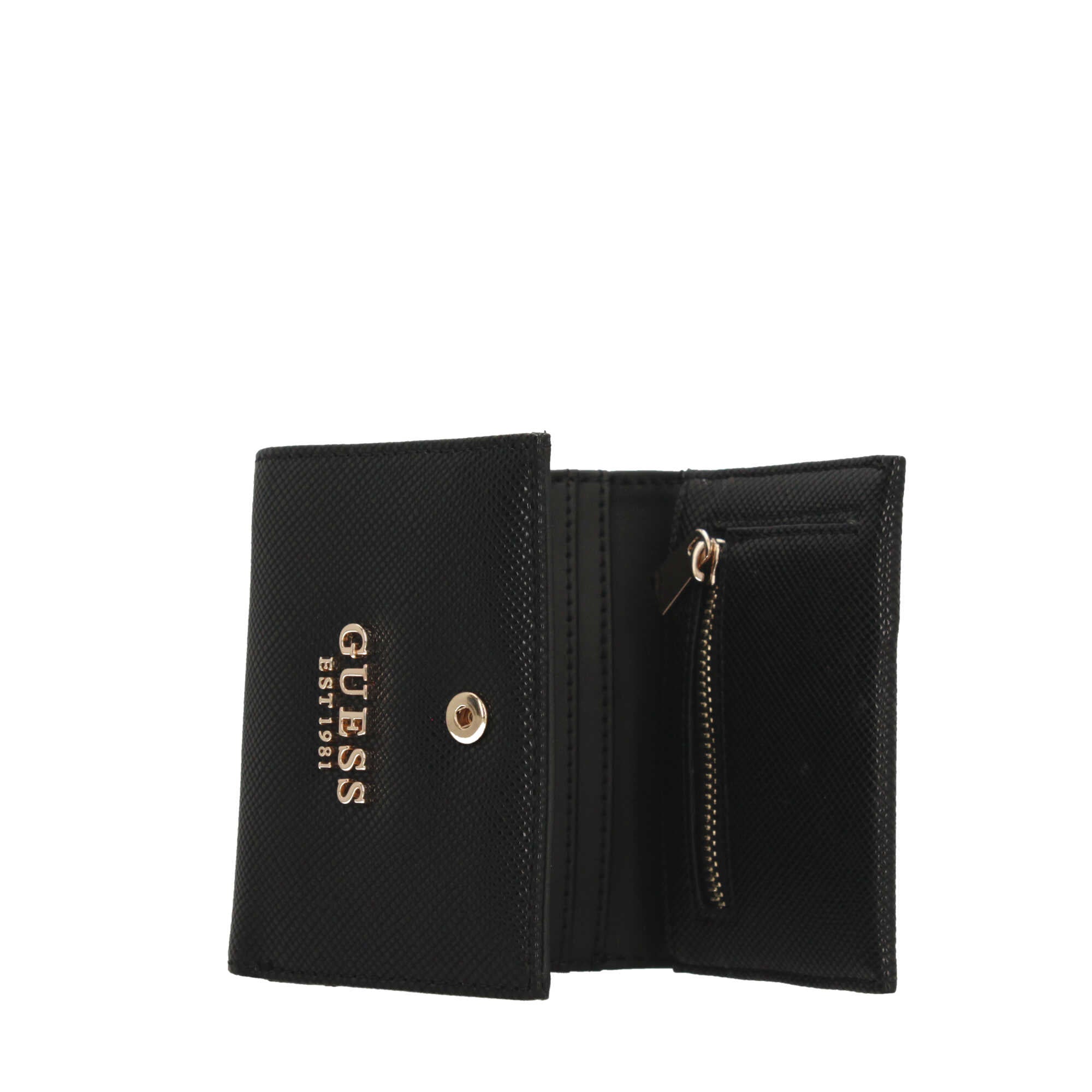 Portafoglio Guess zip-around con logo ricamato Nero TU | Giò Fashion