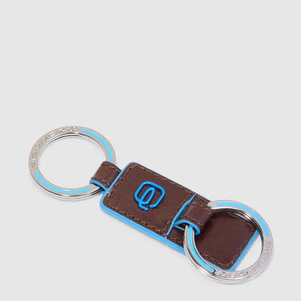 Portachiavi Piquadro in pelle con anelli metallici